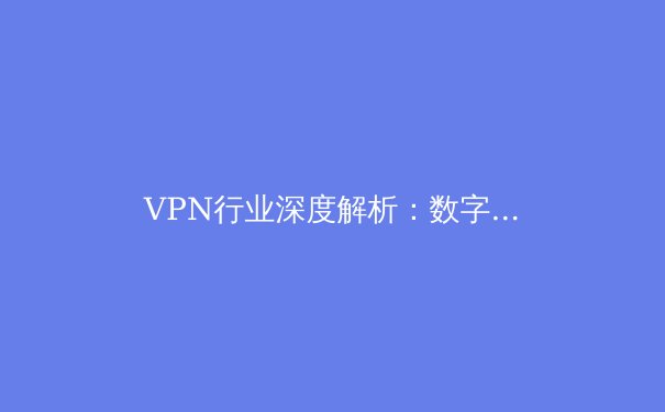 VPN行业深度解析：数字时代下的隐私守护与网络安全新趋势