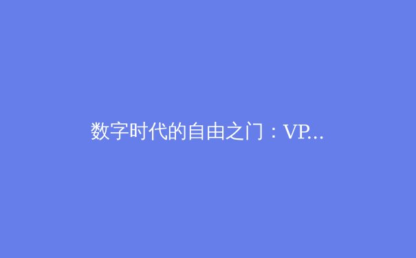 数字时代的自由之门：VPN技术如何重塑网络边界与信息安全