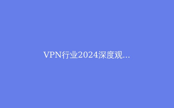 VPN行业2024深度观察：技术演进、法规格局与未来网络自由之路